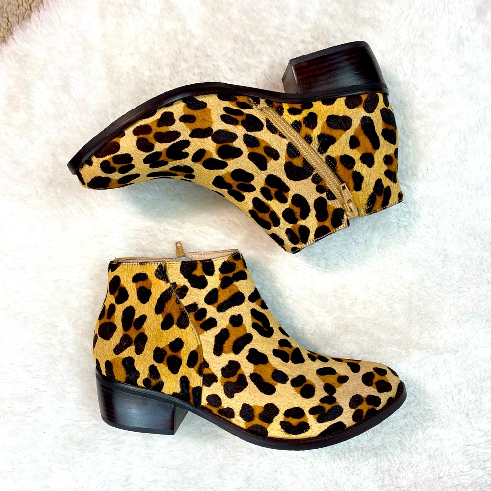 Matisse NWOT Billie Boots Leopard Cowhair, Leather Real Fur Dyed Cow Upper, 7.5M
